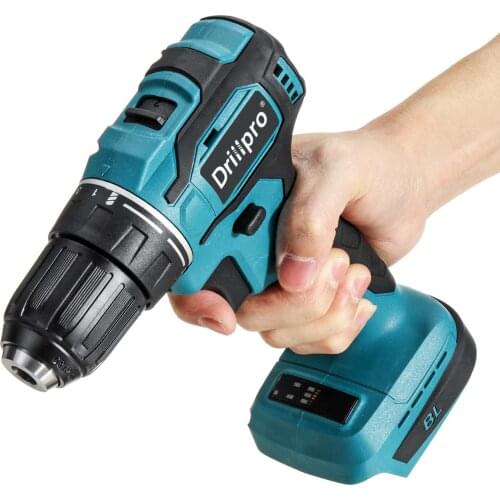 Drillpro 18V Electric Cordless Drill 10mm Electric Screwdriver Brushless Impact Gun Power Tools Compatible For Makita Battery