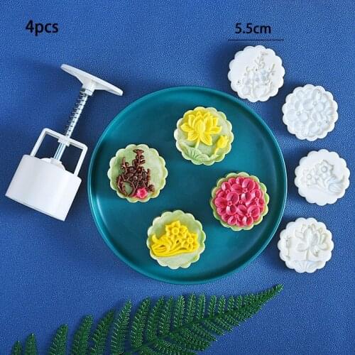 75g Mooncake Mold Hand Pressure Fondant Cookie Cutter Geometric Stamps Dessert Pastry Baking Mould For Cake Decorating Tools