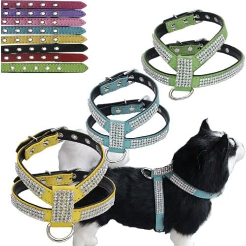 Artificial Diamond Bling Rhinestone Bowknot Cat Vest Harness Nylon Kitten Leash Cat Chest Strap Belt Small Medium Pet Supplies