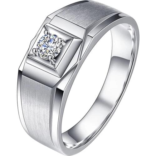 Sterling Silver S925 Mossan Stone Ring Male Platinum Shining Sumptuous Diamond Wedding Fashion Luxury Fine Preciosity Jewelry