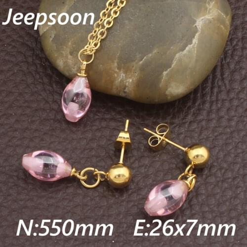 Fashion Stainless Steel Jewelry Gold Color Pendant And Earring Sets For Women Girl SGGIDUBA