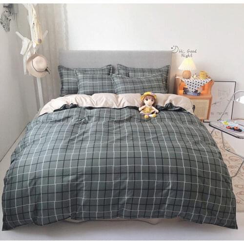 Colourful Check Stripe Letter Printed Bedding Set Linen Set Include Duvet Cover Bed Sheet Pillowcase Twin Full Queen King Size