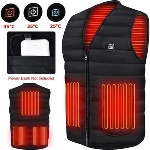 Heating Sleeveless Jacket Lightweight USB Charging Heated Jacket Warmer Womens Vest Electric Down Cotton Coat Chaleco Mujer