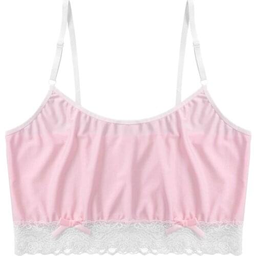 New 2020 Vest Alvivi Men Sexy/Sissy Vest Tanks Smooth Satin Camisole Lingerie Soft Fabric Tank Crop Tops Nightwear Sleepwear Hot