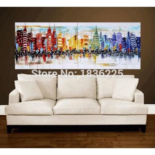 Wall art designer modern city Landscape oil painting handmade building scenery painting for home decor knife art