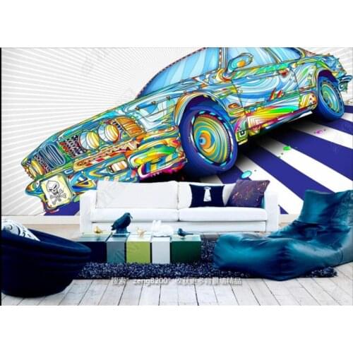 Custom photo mural 3d wallpaper Modern art hand painted watercolor car home decor living room wallpaper for walls 3 d in rolls