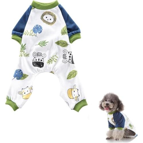 New Soft And Warm Dog Pajamas Animal World Pet Clothes Dog Pajamas Cotton T-shirt Shirt Dog Puppy Onesies Conjoined Garment