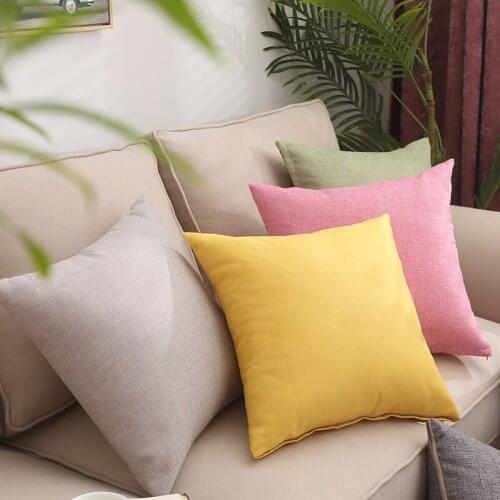 Solid Pure Color Square Pillow Cushion Bolster With Pillow Core Pillowcase Linen Student Home Office Chair Waist Sofa 40*40CM