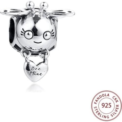 Fits Pandora Bracelet Authentic 925 Sterling Silver Cute Bee Mine Charms Beads for Jewelry Making Bijoux Femme Wholesale