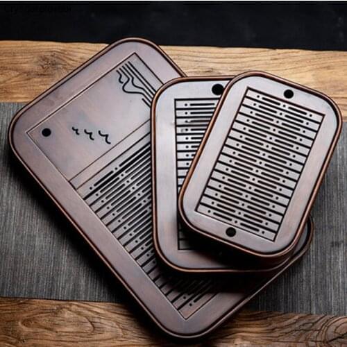 Rectangle Tea Set-Natural Bamboo Wood Tea Tray-Drainage Water Storage Tea Board Table Chinese Tea Cup Home Accessories