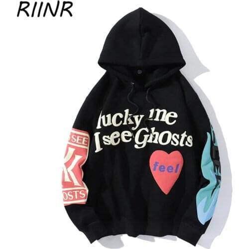 Riinr Hoodie 2021 New Autumn And Winter Plus Velvet Warmth And Fashion Trend Letter Printing Men And Women All-match Cool Hoodie