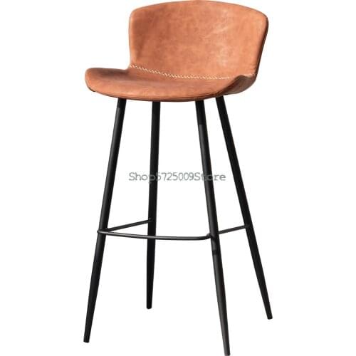 Light Luxury Bar Stool Nordic Back Leather Soft Bag High Stool Iron Bar Chair Bar Chair Household High Chair