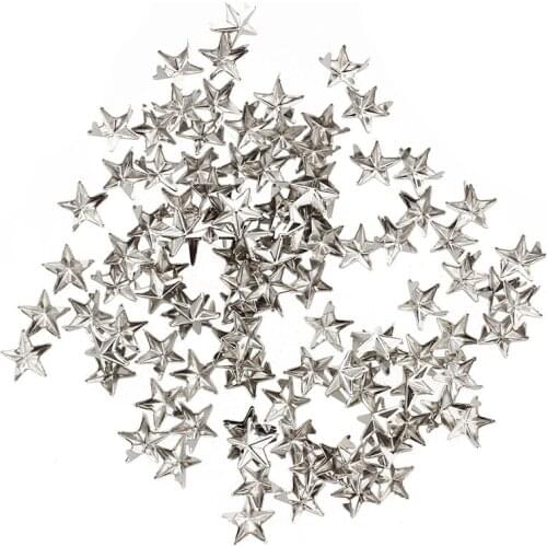 100 X silver star Rivets for bag/shoes/gloves 10mm