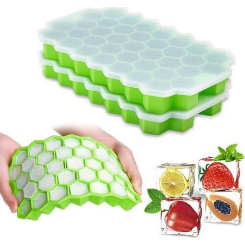 Honeycomb Ice Cube Tray 37 Cubes Silicone Ice Cube Maker Mold With Lids For Ice Cream Party Whiskey Cocktail Cold Drink SN3358