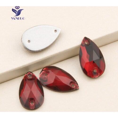 YANRUO 3230 drop Light Siam Sew On Crystals Rhinestone Sewing Loose Rhinestones Glass Stones For Crafts Clothes Shoes