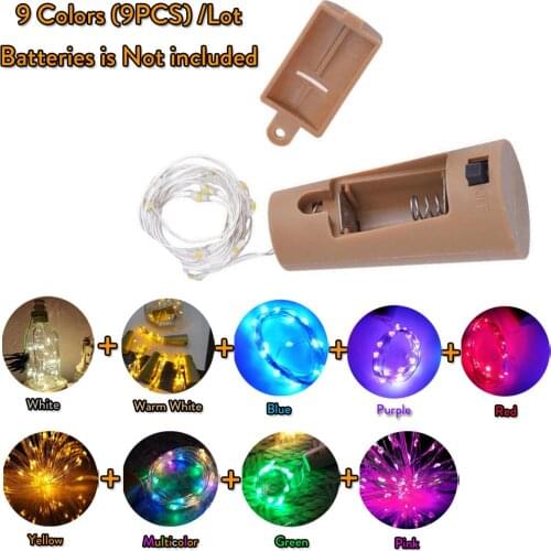9Pcs/set 9 Colors Hot Sale Cork Lights Bottle Wine LED String Lights 3.28/6.5/9.84ft 10/20/30 LEDs Wine LED Strips Decoration