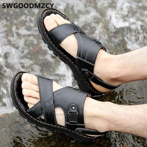 SWGOODMZCY Men's Leather Sandals