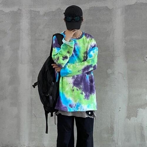 Autumn winter men punk hip hop tie-dye hoodie oversized sweatshirt women harajuku vintage pullover sudaderas