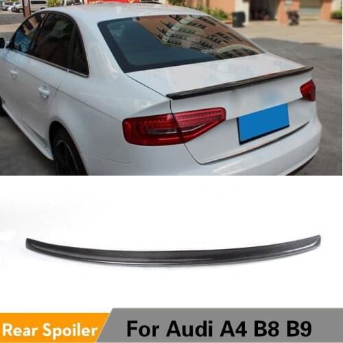 Carbon Fiber Car Auto Car Rear Trunk Boot Lip Spoiler Sticker Wing for Audi A4 B8 B9 2009 - 2016 Not for Sline