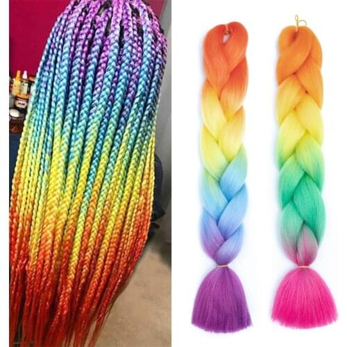 CLong Jumbo Braids 24 Inch Color Braiding Ombre Synthetic Hair Extensions Braid Hair for 100 Colors Heat Resistant Fiber