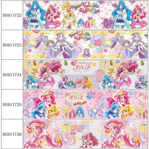 22MM 25MM 38MM 50MM 75mm Printed Japanese anime Pattern on Grosgrain Ribbon for diy ribbon