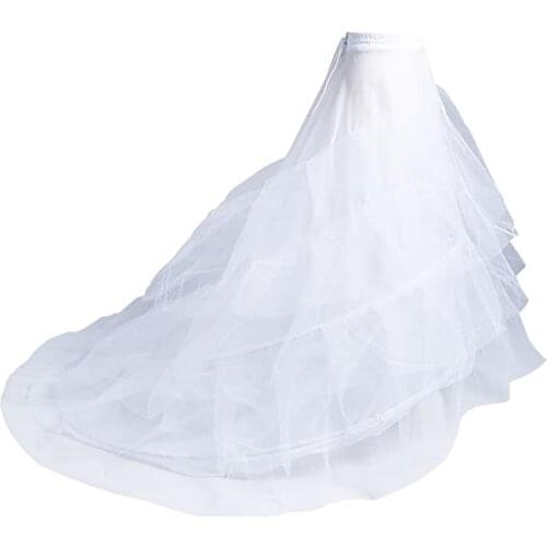 Mermaid Petticoat 3 Layers Crinoline Petticoat Underskirt Floor Length Party Dress Wedding Dress For Women White
