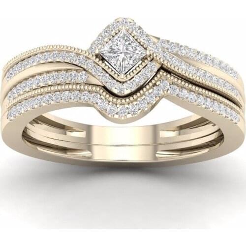 2021 3 Style Classic Luxury Zircon Wedding Rings For Women Rose Gold/Gold/Silver Color Female Jewelry Birthday Valentine Gifts