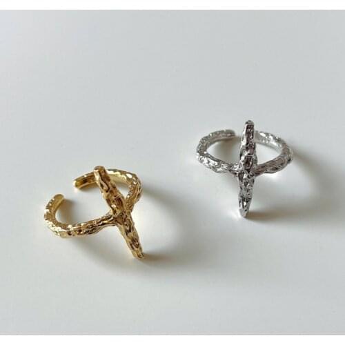 925 Sterling Silver Opening Irregular Cross Rings Gift For Womens Gold Ring Accessories Designer Minimalist 2021 Trend Jewelry