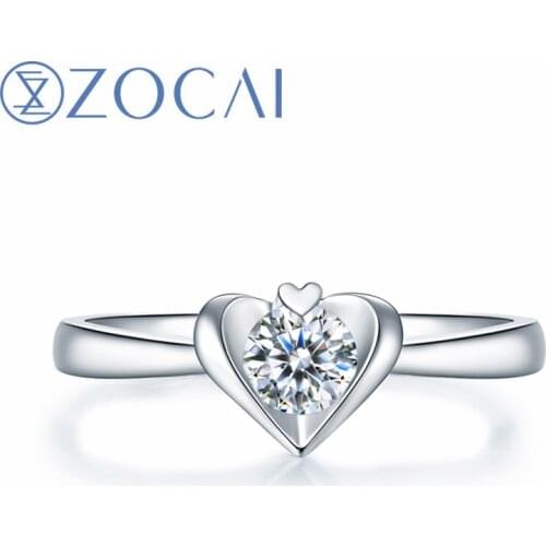 ZOCAI Brand Design Engagement Ring Real Certificated Diamond 0.2CT H/SI 18K White Gold(AU750) Ring Gift Ring Free Engrave W06621