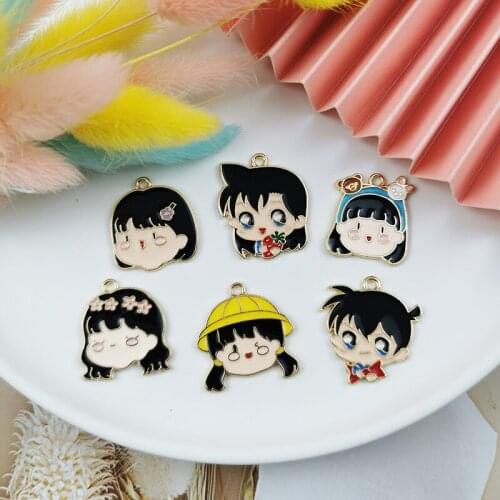ApeUr 10pcs Cartoon Boy & Girls Enamel Charms Drop Oil Human Head Alloy Pendants Dangle DIY Jewelry Earring Bracelet Accessories