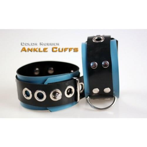 100% Natural Latex Pure Handmade Rubber Ankle Cuffs Blue The Alternative Slave Bandage Can Be Locked Rubber Fetish