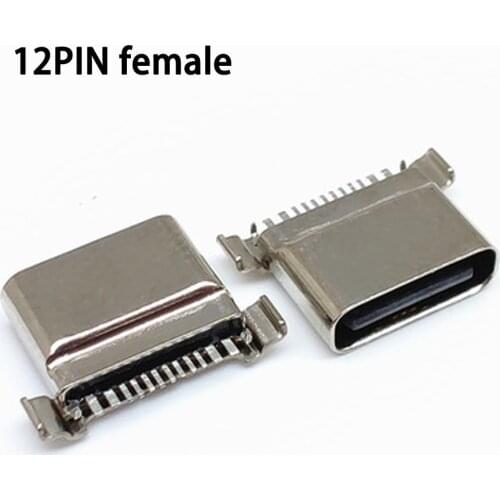 2pc 5pc Waterproof female 12 Pin Socket Connector Micro USB Type C 3.1 Placement SMD DIP For PCB design DIY high current chargin