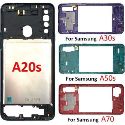 20Pcs/Lot， For Samsung Galaxy A20S A30S A50S A70 A30 Middle Frame Housing Middle Frame Bezel Middle Plate Back Cover