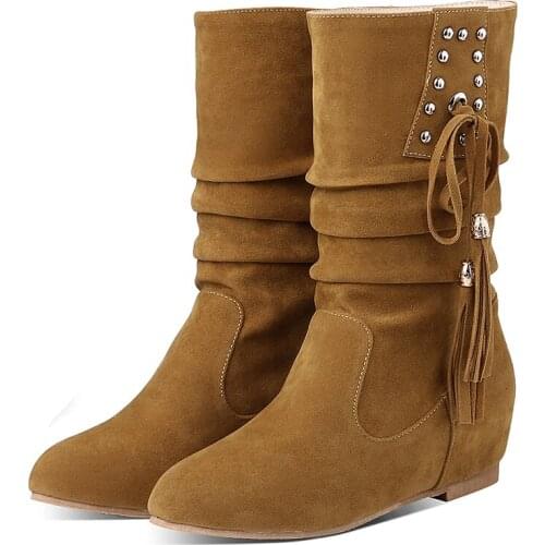 2021 Plus Size Design Down Booties Female Fashion Motorcycle Winter Women Wedges Boots Pu Leather Booty Womens Shoes