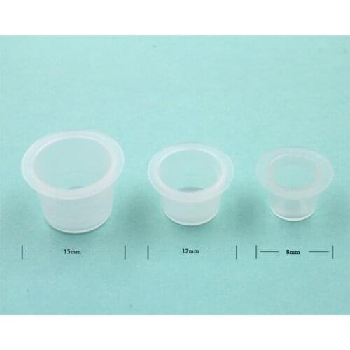 300 PCS 8 mm 12mm 15 mm Mixed Sizes EZ Disposable Plastic Ink Cap Cups for Tattoo & Permanent Makeup Ink Pigment