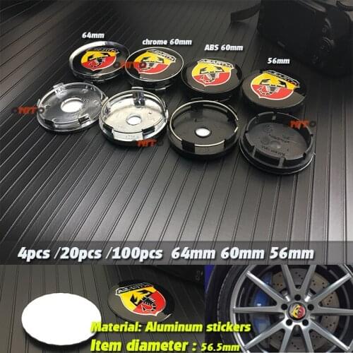 56mm 60mm 64mm 135mm 4pcs 20pcs 100pcs Abarth ABS/PVC Car Wheel Center Cover Hub Cap Resin Badge Emblem Sticker Car Decoration