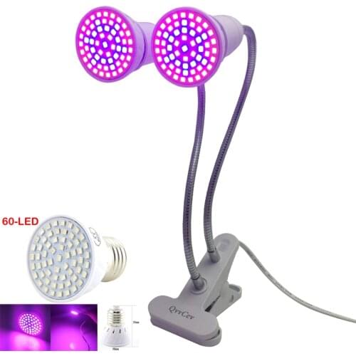 60 LED Plant grow light fito Phyto Lamps Clip holder Bulb Growing lamp EU/US/UK Plug Desk cultivo for Greenhouse grow tent box