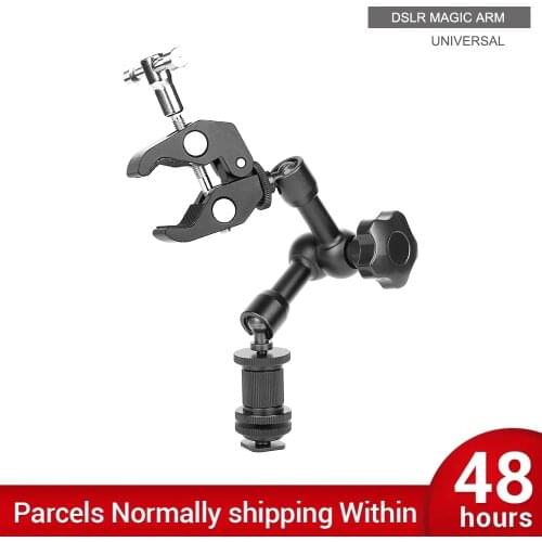 7inch Metal Articulating Friction Magic Arm Super Crab Clamp with Shoe Mount for LED Light Rig LCD Monitor Flash DSLR Camera