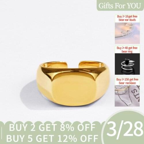 925 Sterling Silver Signet Ring for Women Men Smooth Square Ring Geometric Party Jewelry Gifts