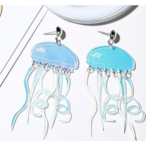 XIYANIKE Resin Acrylic Jellyfish Earrings Big Long Dangle Drop Ear Decoration Jewelry For Women Girls Cartoon Animal Charms 2019