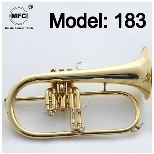 Music Fancier Club Professional Flugelhorn 183 Gold Lacquer With Case Profession Flugelhorns Bb Yellow Brass Bell