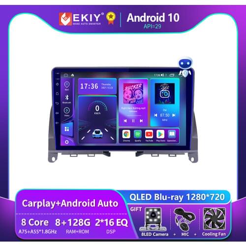 EKIY 6+128G Autoradio Android 10 For Mercedes Benz C Class W204 S204 2007-2014 Car Radio Multimedia Blu-ray IPS Navi GPS no 2din