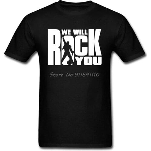 We Will Rock You T-shirt For Men Queen Band T Shirts Letter Hip Hop Rock N Roll Funky Streetwear Cotton Women Tops Heavy Metal