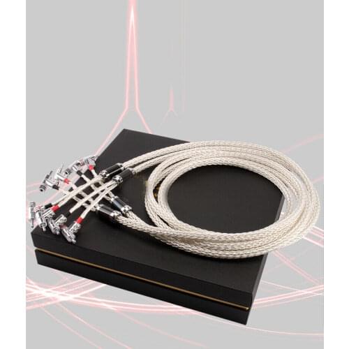 Hi-end Pair HiFi Speaker Cable16 Cores OCC Silver Plated with Banana Plug Y Spade Plug Audio Cable Loudspeaker Wire HiFi