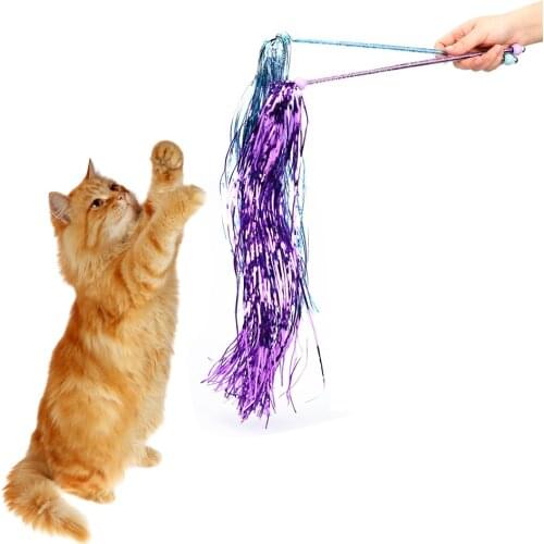Cats Interactive Stick With Shining Tassel Cute Funny Cat Teaser Wand Colorful Plastic Rod Wand Pet Supplies