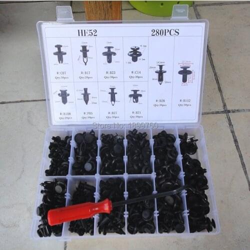 280PCS Fender Bumper Push Retainer Pin Rivet Trim Clips Assortments Kit + Remover Puller Tool Set For Honda Bmw Ford