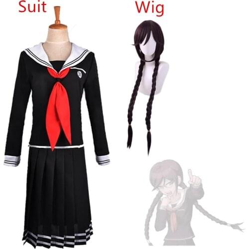 Anime Danganronpa Dangan-Ronpa 2 Toko Fukawa Cosplay Costume School Uniform Costume With Wig Glasses