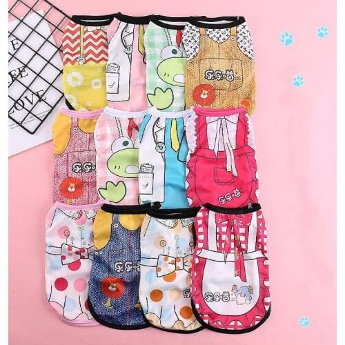 Summer Small Dog Shirt Clothes Vest Down Jacket Cartoon Cute Chihuahua Tshirt Puppy Yorkshire Terrier Puppy Bulldog Ropa Perro