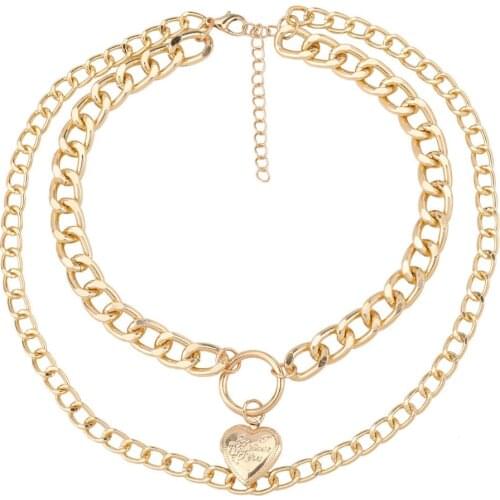 Layered Chain Necklace Neck Chains Heart Pendant Jewelry For Women Punk Choker Padlock Goth Jewelry Grunge Aesthetic Accessories