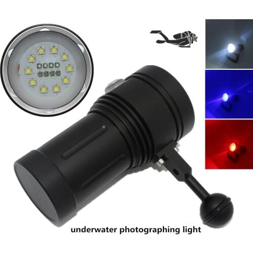 Powerful diving flashlight 8000LM 10* XM-L2 white + 4* XPE red + 4* blue light LED torch underwater photography video dive lamp